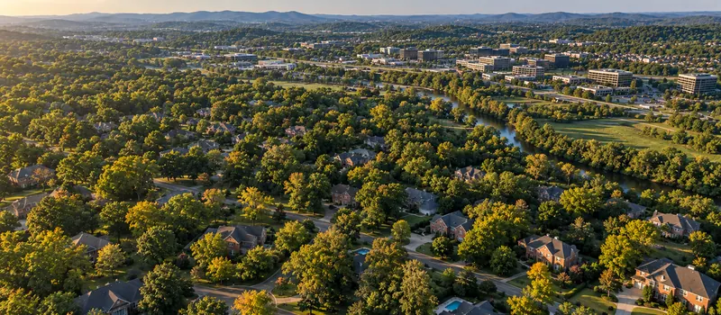 Aerial view of Brentwood, TN